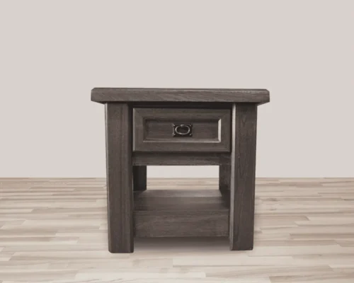 Zenandi Wooden Lamp Table with Shelf and Drawer