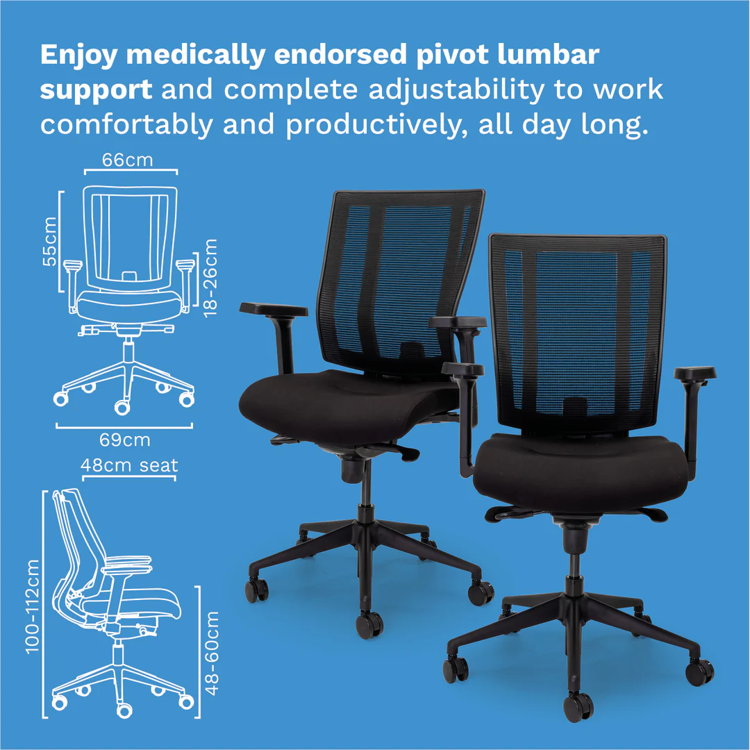 NetOne Mid-Back Black Office Chair - Image 3